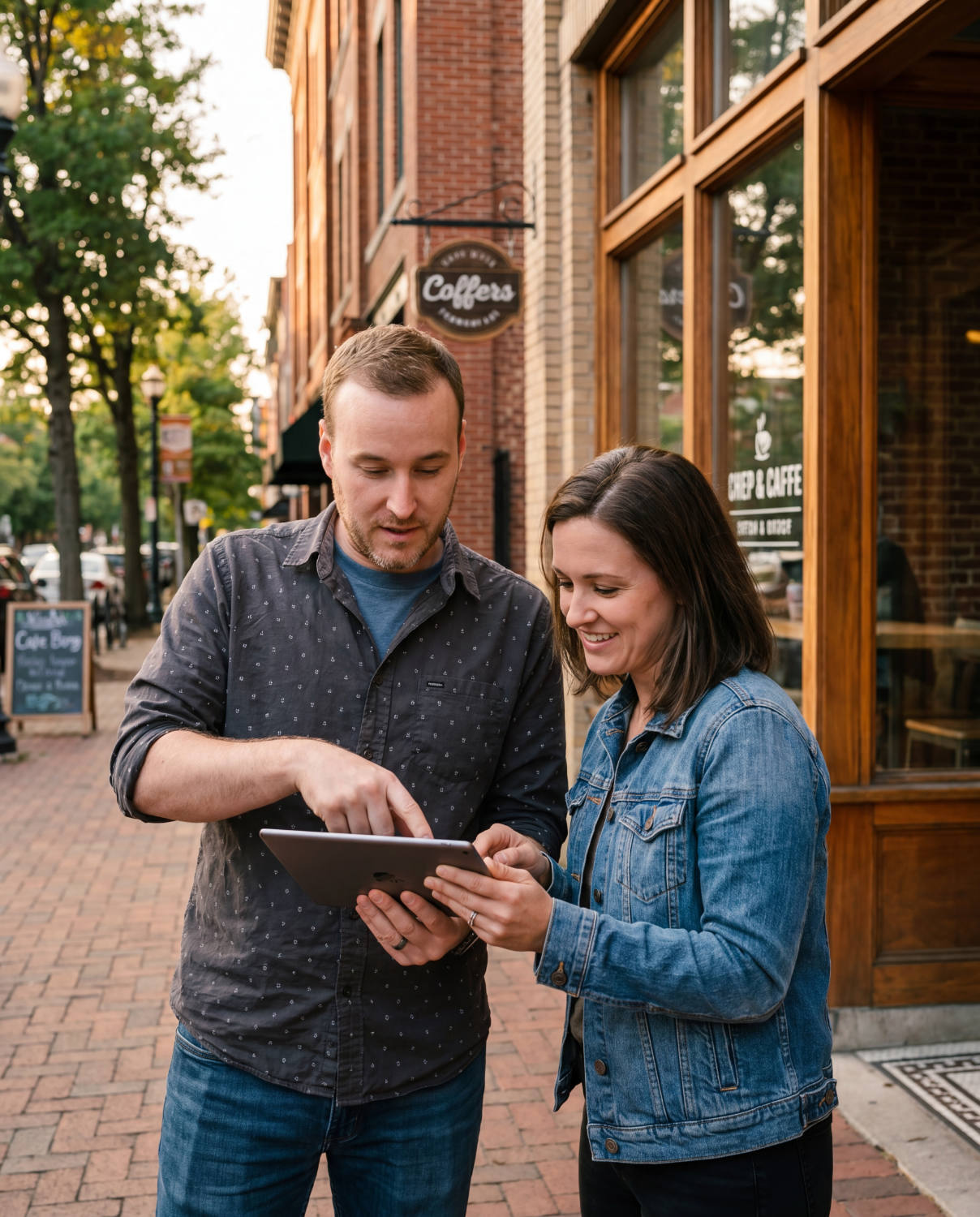 mike helping a client in front of their business